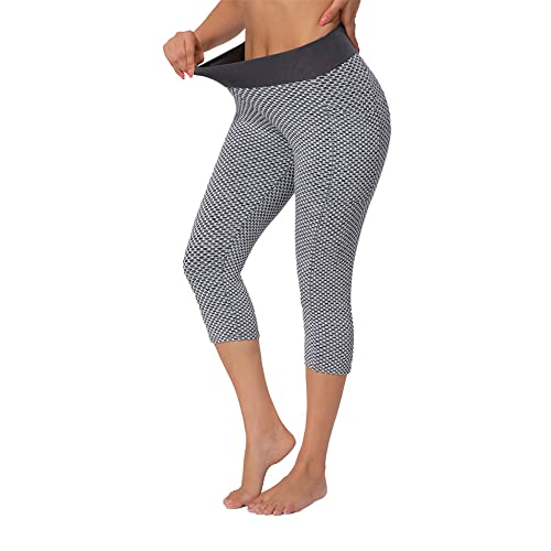 KOEMCY Sporthose Damen Lang Capri Leggings Yogahose High Waist Blickdicht Push up Sportleggings Seamless Laufhose Tights Fitnesshose Elastisch Gym Workout Sportklamotten
