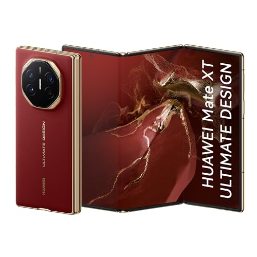 Smartphone, HUAWEI Mate XT ULTIMATE DESIGN, Celular 16GB+1TB, Design Fino com Três Dobras, Tela HUAWEI X-True de Alta Resolução de 10,2 polegadas, Câmera XMAGE de Ultra Abertura, Vermelho