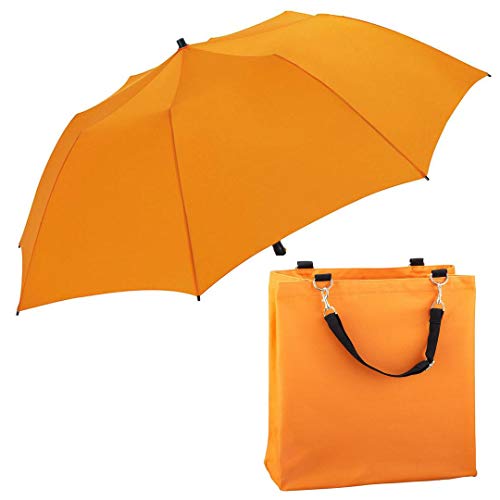 Strand Reiseschirm Sonnenschirm 147cm für Koffer Reisekoffer Flugzeug nur 71cm lang und 725g leicht (mit Tasche orange) Cover