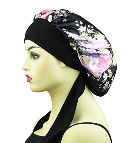 Silk Satin Bonnets For Women Curly Hair Cover Sleep Cap Satin Night Caps For Sleeping Girls Large Silk Bonnet With Tie Band #TOP1