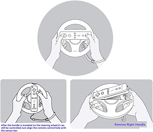 Image of Steering Wheel and Zapper Gun Set Compatible with Wii Wii U Remote (Pack of 2, White)