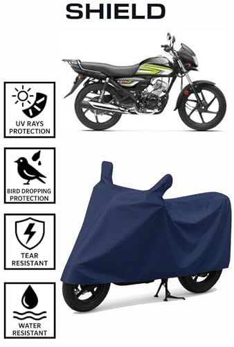 Image of Shield Heavy Duty Bike Cover for Honda cd 110 | All-Season, Tear-Proof Fabric | with Side Mirror Pocket & Buckle Belt | Honda cd 110 Bike Cover