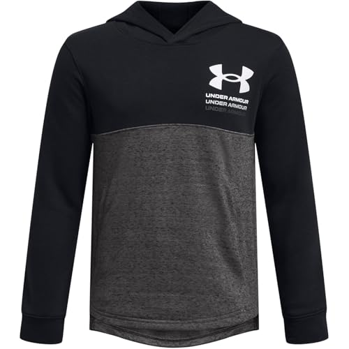 Under Armour Kids Rival Terry Felpa con cappuccio, (001) Nero / / Castlerock, XS