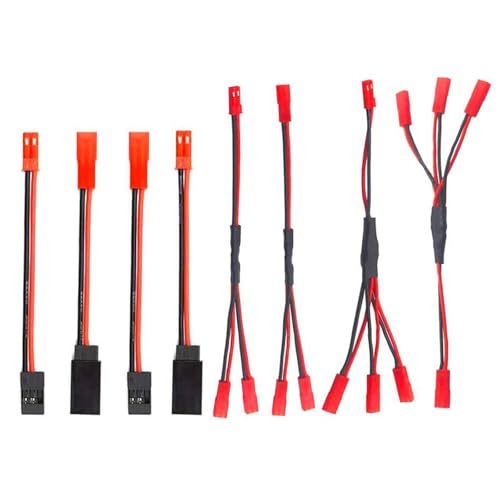 8Pcs JST Plug Y Splitter,JST to JR Male Female Wire Adapter JST Y-Harness Connectors Parallel Extension Cable Compatible with RC Car Traxxas TRX-4 RC Crawler ESC Battery Cooling Fan Led Lights