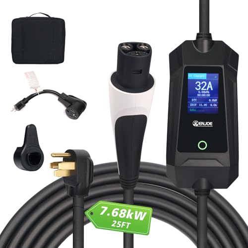 Level 1 & 2 EV Portable Charger 32A, 25ft Cable, Tesla NACS
