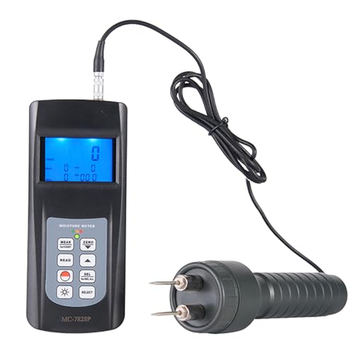 MC-7828P Pin Type Moisture Meter for Wood Fiber Materials, Wooden Articles, Tobacco, Cotton Paper, Building, Soil and Other Fibre Materials with Storage & Statistical Functions Moisture Range 0-80%