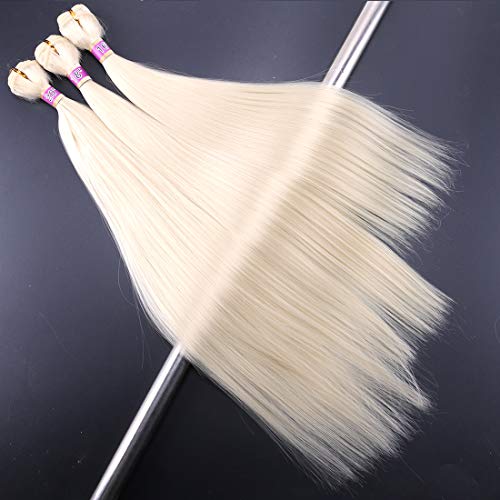 3 Bundles Silky Straight Synthetic Hair Weave Extensions Blonde 16 18 20 Inches(613#) #TOP3