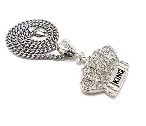 CBC Crown Crown with King Pendant 6mm 18"/20"/24"/30" Stainless Steel Cuban Chain Necklace3