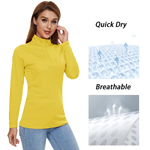 Crysully Women's Dry Fit Hiking Fishing Shirts Upf 50+ Sun Protection Long Sleeve Shirt Tee Yellow #TOP5