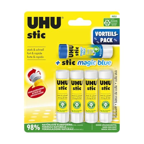 UHU stic Klebestift BONUSPACK 4x8,2g + 8,2g Magic blau