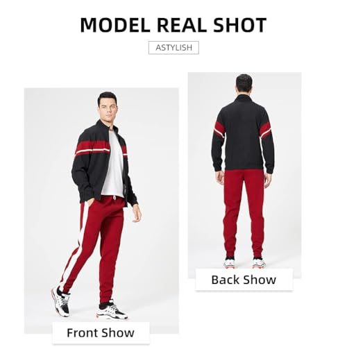 Image of LBL Leading the Better Life Men's Sweat Suit 2 Piece Outfit Casual Contrast Sports Jogging Tracksuits Set