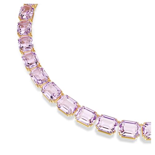 Swarovski Millenia Tennis necklace, Octagon cut, Purple, Gold-tone finish4