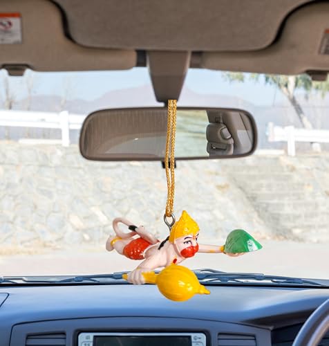 Image of Combo of Unique Hanumanji Blessing Idol with Double Sided Design l & Hanuman Car Hanging Ornament |Bajrangbali Murti for Home Temple,Office,Gift for Good Luck (Pack of 02)