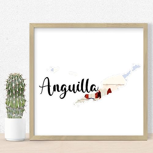 Panneau de table mural en bois vintage Anguilla Art Décor 30x30 cm