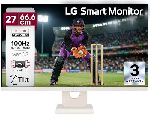 LG 27U511SA 68.58 cm (27 Inch) Full HD (1920x1080) IPS Smart Monitor with webOS, 100Hz, Wi-Fi, Bluetooth, Miracast, AirPlay2, Speakers, HDMI, USB-A, Slim Stand, 3-Side Virtually Borderless, (Black) view 1
