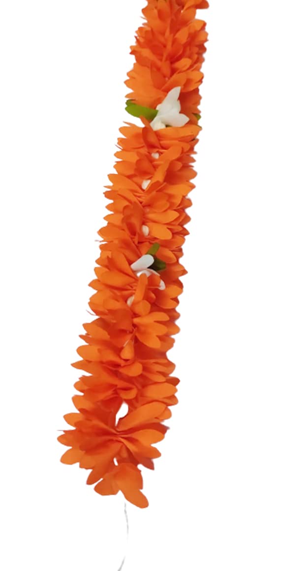 Gozby WellPoint Artificial Jasmine Gajra Hair Bun Accessories for Women | White & Orange Floral Garland | Pack of 2 Bridal Wedding Hair Jewelry 3
