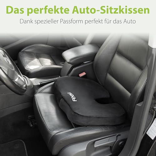 feela.® Orthopädisches Autositzkissen [3 Härtegrade] TESTSIEGER – Keilkissen für Autos – Besserer Sitzkomfort und Entlastung des Steißbeins – Autositz-Sitzerhöhung, Fahrersitzkissen (Medium)