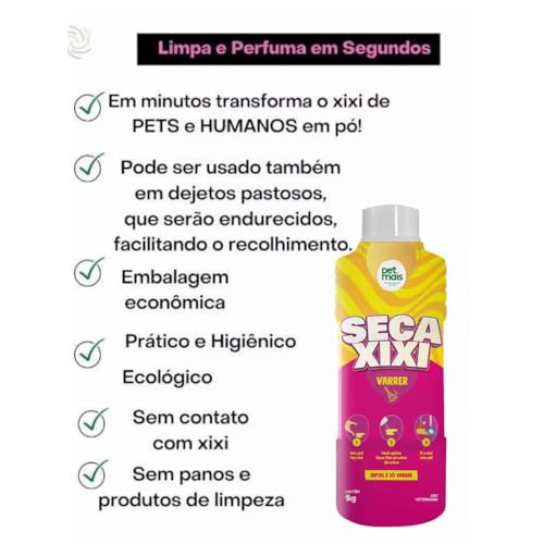 Petmais Pó Absorvente para Varrer, Limpeza de Urina de Cachorro e Gato, 1kg, Profissional