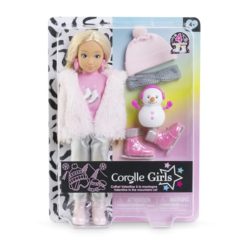 Corolle Girls Valentine vinterset, omklädningsdocka i vinteroutfit med gosig jacka, 4 delar. Tillbehör, vaniljdoft, 28 cm, från 4 år