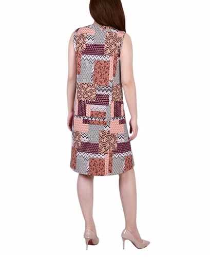 Petite Size Sleeveless Keyhole Dress with Hardware Mauve Archipatch PL3