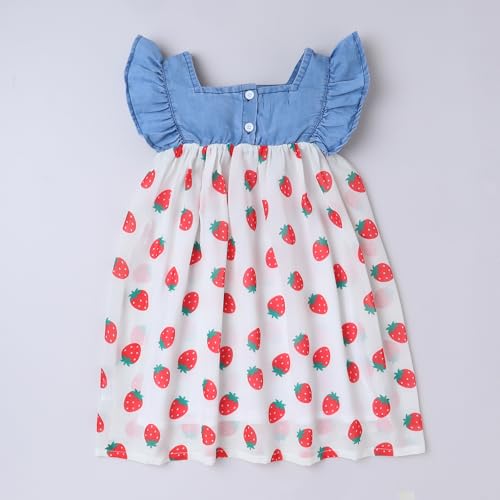 Image of Dresses for Kids Girls, Stylish Knee Length Once Piece Denim Frocks for Girls, Casual Dress for Summer & Special Occasion