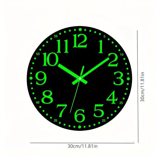 Horloge analogique phosphorescente AIENAI noire silencieuse