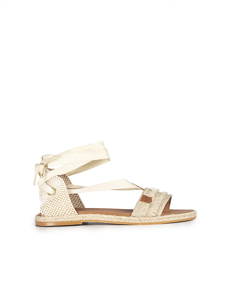 POPAWomen's Menorquina Plana Clara Lazada Flecos Beig Sandals