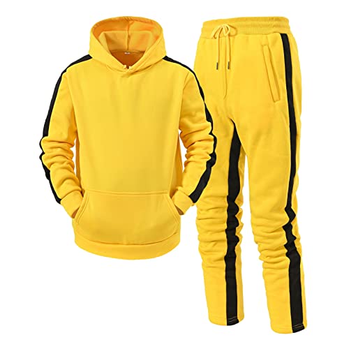 Ensemble homme t-shirt pantalon sport jaune XL vêtement de loisirs automne hiver