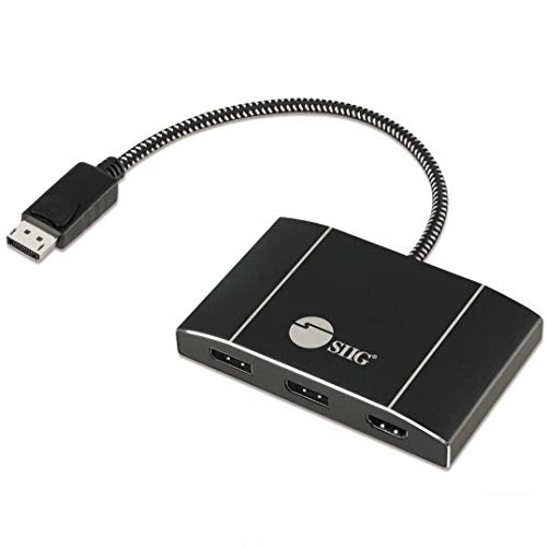 SIIG Adaptador de pantalla múltiple de 3 puertos, DisplayPort 1.4 a 2X DisplayPort, 1x HDMI MST Hub Video Splitter, Dual 5K60Hz o Triple 4K30Hz, solo Windows (CE-DP0N11-S1)