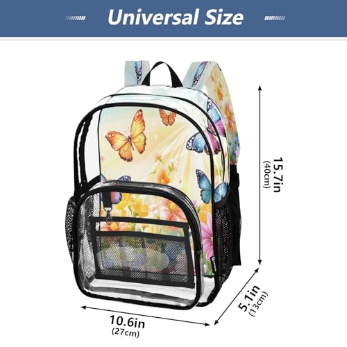 Clear Backpack for School Butterflies Flowers Sunshine Transparent Bookbag for Girls See Through PVC Boy Backpacks4