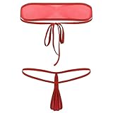 freebily micro bikini sexy hot mare trasparente costume da bagno donna vita alta brasiliana reggiseno a fascia senza spalline ragazza bandeau set trikini costumi interi rosso taglia unica