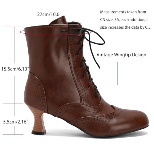 KysBloes Vintage Victorian Boots for Women Kitten Heel Ankle Boots Lace Up Low Heel Witch Shoes Oxford Wingtip Boots2