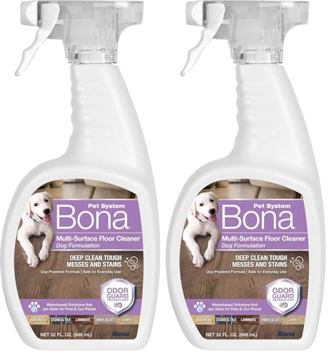 Image of Bona Pet Spray Odor Eliminator, Dog Formulation, 32 fl oz, Safe for Carpeted Areas and Multi-Surface Floors (Pack of 2)