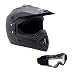 Adult Motorcycle Off Road Helmet DOT - MX ATV Dirt Bike Motocross UTV - Flat Matte Black X-LARGE with Riding Goggles
