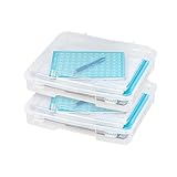 IRIS USA Board Game Storage Craft Organizer Box with Snap-Tight Latch Lid, 2-Pack Portable Plastic Case Bin for Puzzles, Magazines, Hobbies, Art Supplies, Fits 8.5' x 11' & A4 Papers, Thick, Clear