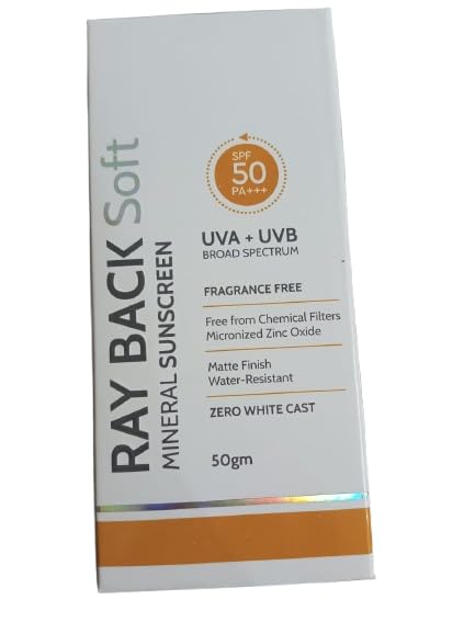 Ray Back Soft Mineral Sunscreen For All Skin Types, SPF 50, Broad Spectrum, UVA-UVB, PA+++