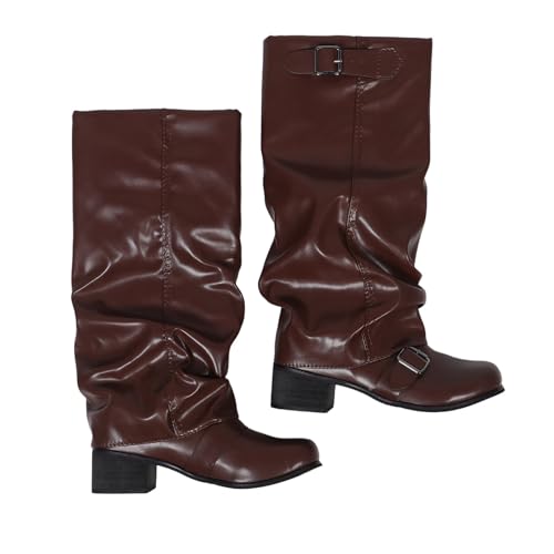 Bottes marron femme mollet large style western de qualité supérieure et semelle robuste