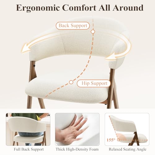 Image of Bar Stools Set of 4, Counter Height BarStools with Back, Modern Upholstered Island Stools with Metal Legs for Kitchen Counter, Dining Room, Beige