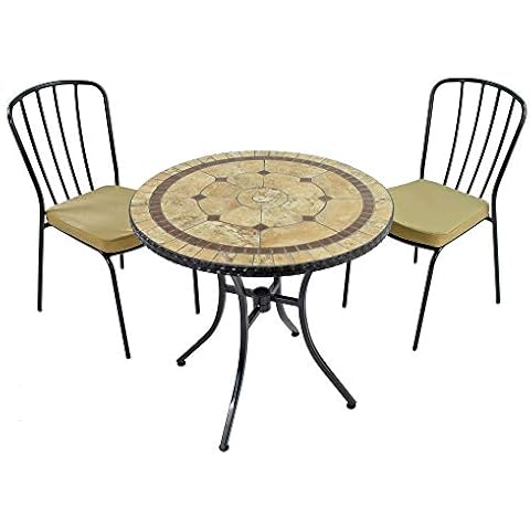 Exclusive Garden Richmond Garden Table with Milan Chair, Ceramic Tile, Terracotta, Brown, 76cm Cover