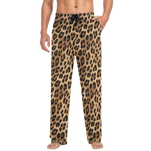 Men's Leopard Designs Pajama Pants with Elastic Waistband | Soft Lounge Sleepwear | Breathable Sleep Pants for Home（15）3