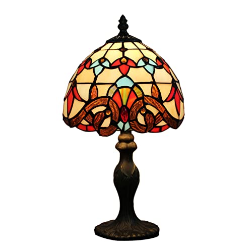 Lámpara de mesa barroca europea de 8 pulgadas, lámpara de noche para dormitorio, lámpara de noche con vitrales hechos a mano, lámpara de noche, sala de estar, luz de decoración de mesa(Color:Amarillo) Cover