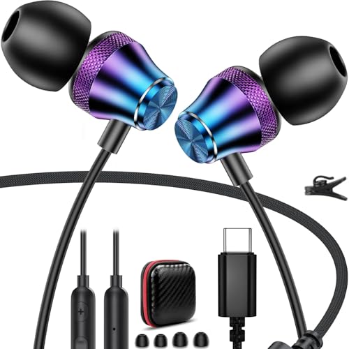 TOPAUX USB C Headphones Type C Earbuds for iPhone 17 Pro Max 16e 16 15 Plus in-Ear Noise Canceling Headset Volume Control Mic Wired Earphone for Samsung S26 S25 A16 A17 S24 S23 A36