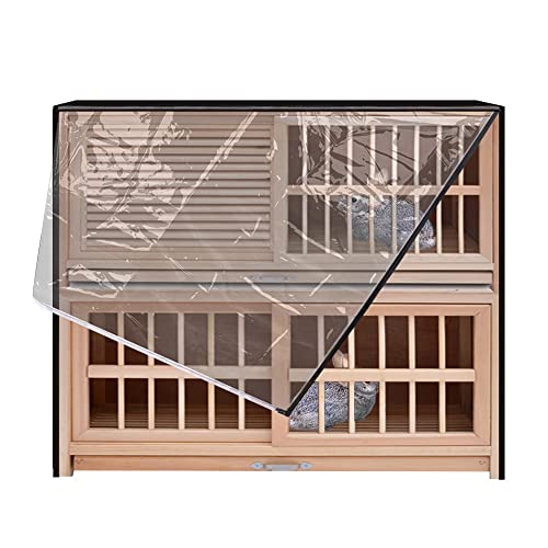 Rabbit Hutch Cover,48 Inch Double Hutches Cover,Windproof Waterproof Thermal cage cover,Outdoor Rabbit Hutches Cover for Guinea Pig Cage.Small Animal Outdoor Pens & Hutches.Rabbit Cover Hutch.Black - Image 7