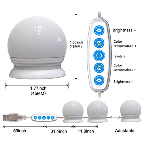 Andoer Lâmpada para espelho cosmético que esconde a fiação do espelho do farol Lâmpada para espelho