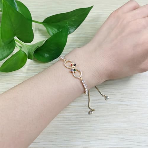 Image of Eternal Shape Butterfly 18k Gold Plated Braided Beaded Bracelets with Zirconia Loyal Heart Bracelet for Women Mom Grandma Sister Best Friends | Mother's Day Birthday Party Christmas Gift YA4729
