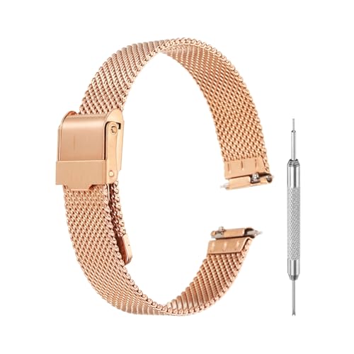 Correa de reloj de malla milanesa de acero inoxidable unisex con pasadores de liberación rápida
