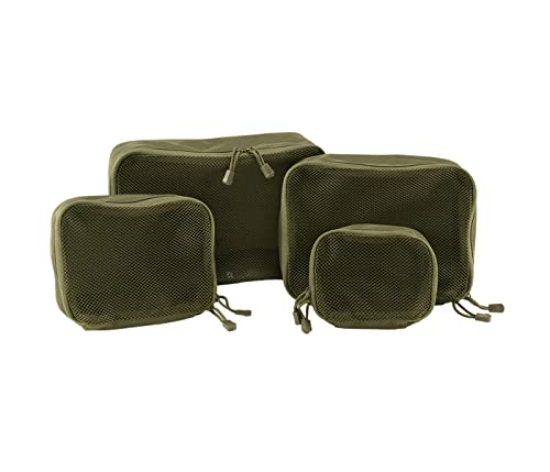 Brandit US Cooper Packing Cubes (Olive) für Reisen und Outdoor-Abenteuer, 4-teiliges Taschenset für Kleidung, Schuhe und Ausrüstung, platzsparender Gepäck-Organizer für Rucksack und Koffer