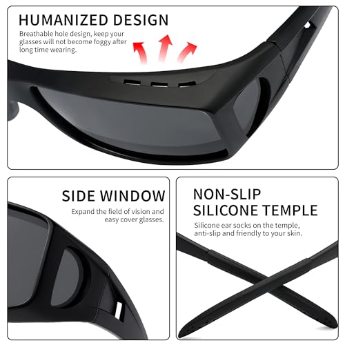 Image of Polarized Sunglasses Fit Over Glasses for Men Women | Wrap Around Sun Glasses for Driving Fishing UV400 Protection