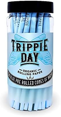 Trippie Day Blue Pre rolled cones | 50 Pack | Vegan & Non GMO | No chemical colors used | Slow burning 98mm Special cones (BLUE, 98mm)
