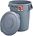 Rubbermaid Commercial 863292GRA Brute Container All-Inclusive, Round, Plastic, 32 gal, Gray (Two Pack)